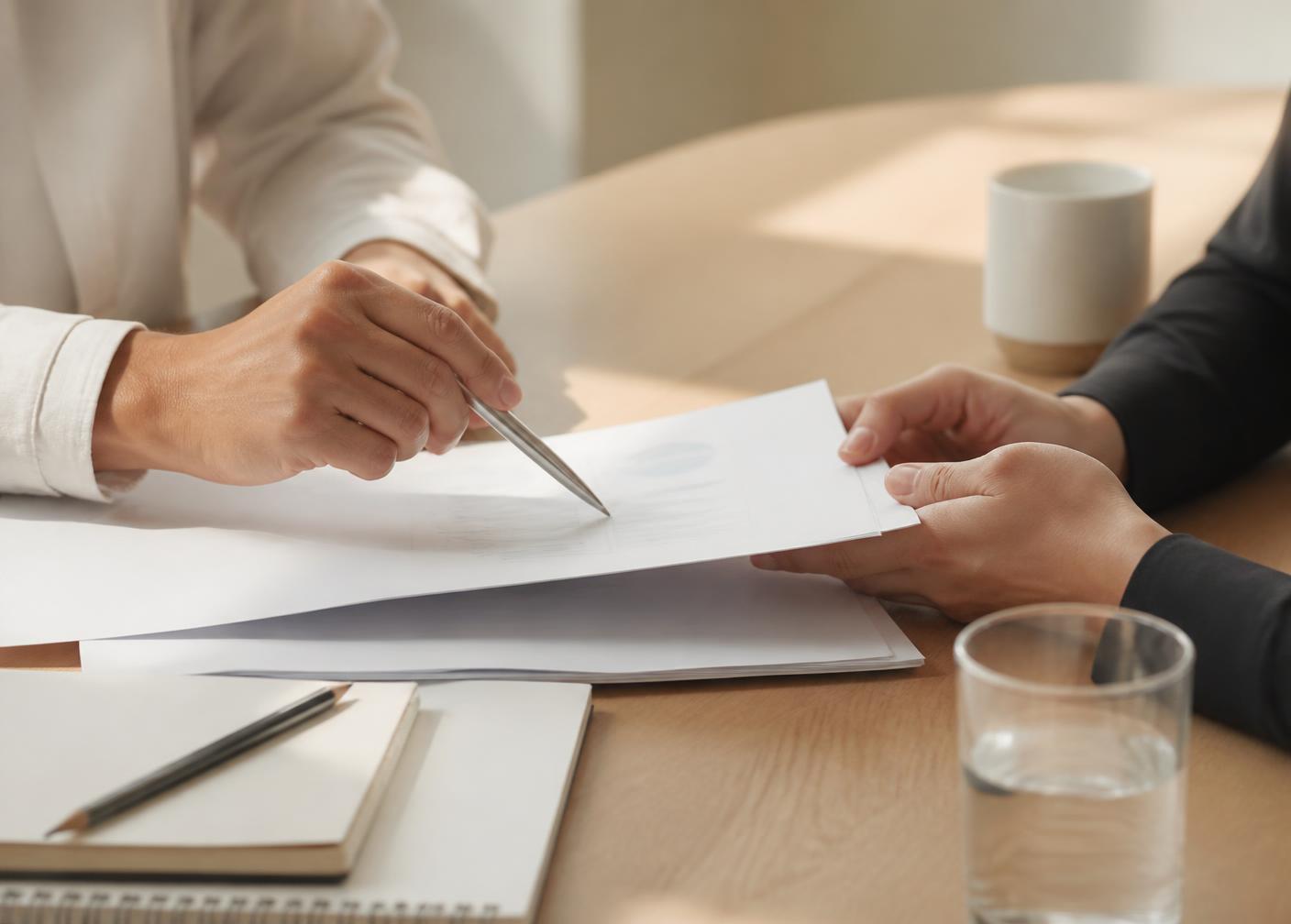 Revue de documents professionnels autour d'une table
